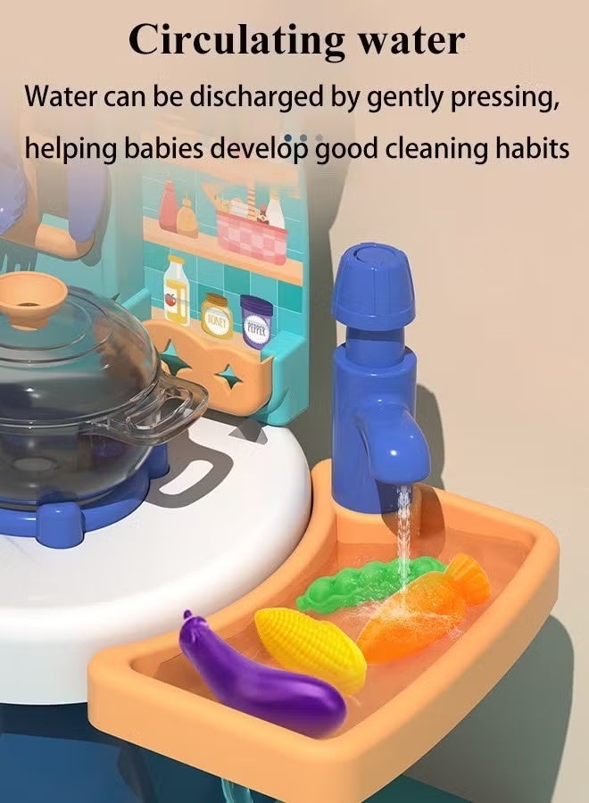 Aimayapet Kitchen Pretend Play Toy Set, Kitchen Toys Set for Kids, Role Play Cookware Indoor DIY Toy Games, Kitchen Sink Toys with Flowing Water, Cooking Stove Play Sink Food Toy, Kitchen Accessories Toys Sets for Boys, Girls, Kids, Children - Image 5